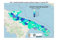 La mappa degli incidenti stradali in Puglia nel 2021