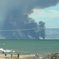 Incendio a Manfredonia, fumo visibile da Cerignola